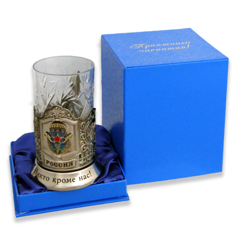 Подстаканник "ВДВ" карт.футляр, хруст.стакан, знак Подстаканник "ВДВ" карт.футляр, хруст.стакан, знак
